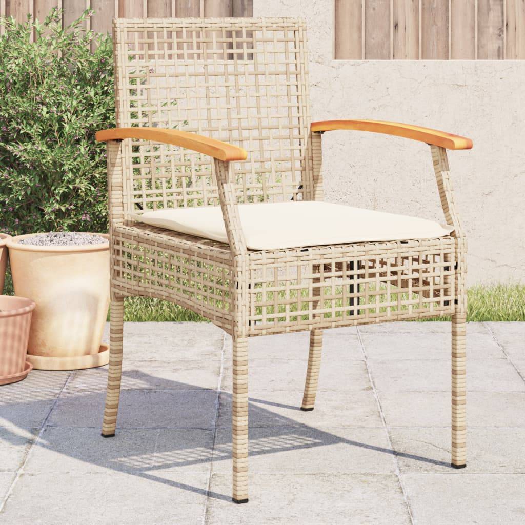 Lot de 4 Fauteuils de Jardin Résine Tressée et Bois d'Acacia avec Coussins Déhoussables Beige – ComfortXL Outdoor Living - Image 1