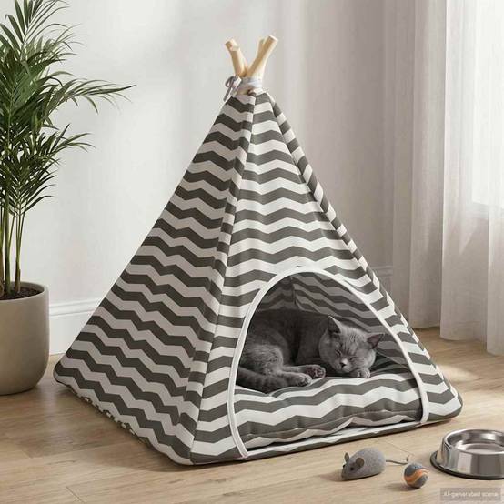 Vidaxl - Teepee pour animaux de compagnie avec coussin 60 x 60 x 70 cm vidaXL 42020257 - Image 1