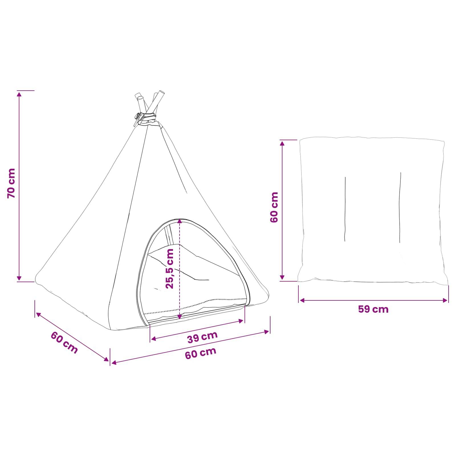 Vidaxl - Teepee pour animaux de compagnie avec coussin 60 x 60 x 70 cm vidaXL 42020257 - Image 3
