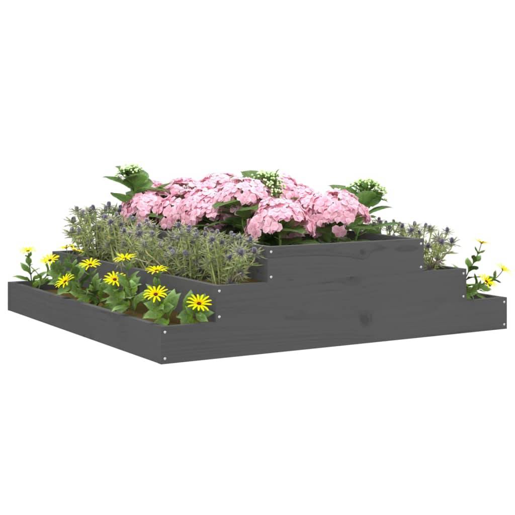 Vidaxl - Jardinière Gris 110x110x27 cm Bois massif de pin vidaXL 823901 - Image 4