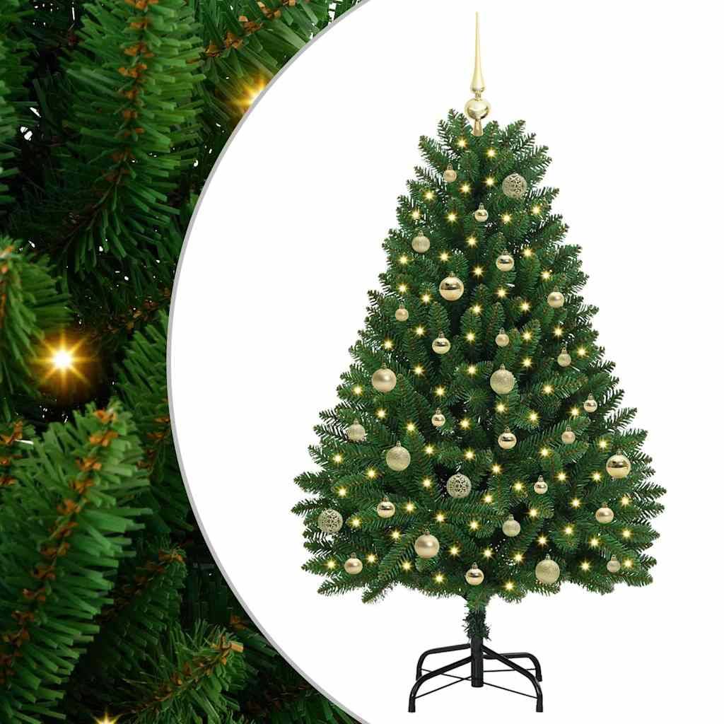 Sapin de Noël | Arbre de Noël artificiel avec 150 LED Vert 150 cm PVC et métal Maison Chic - Image 1
