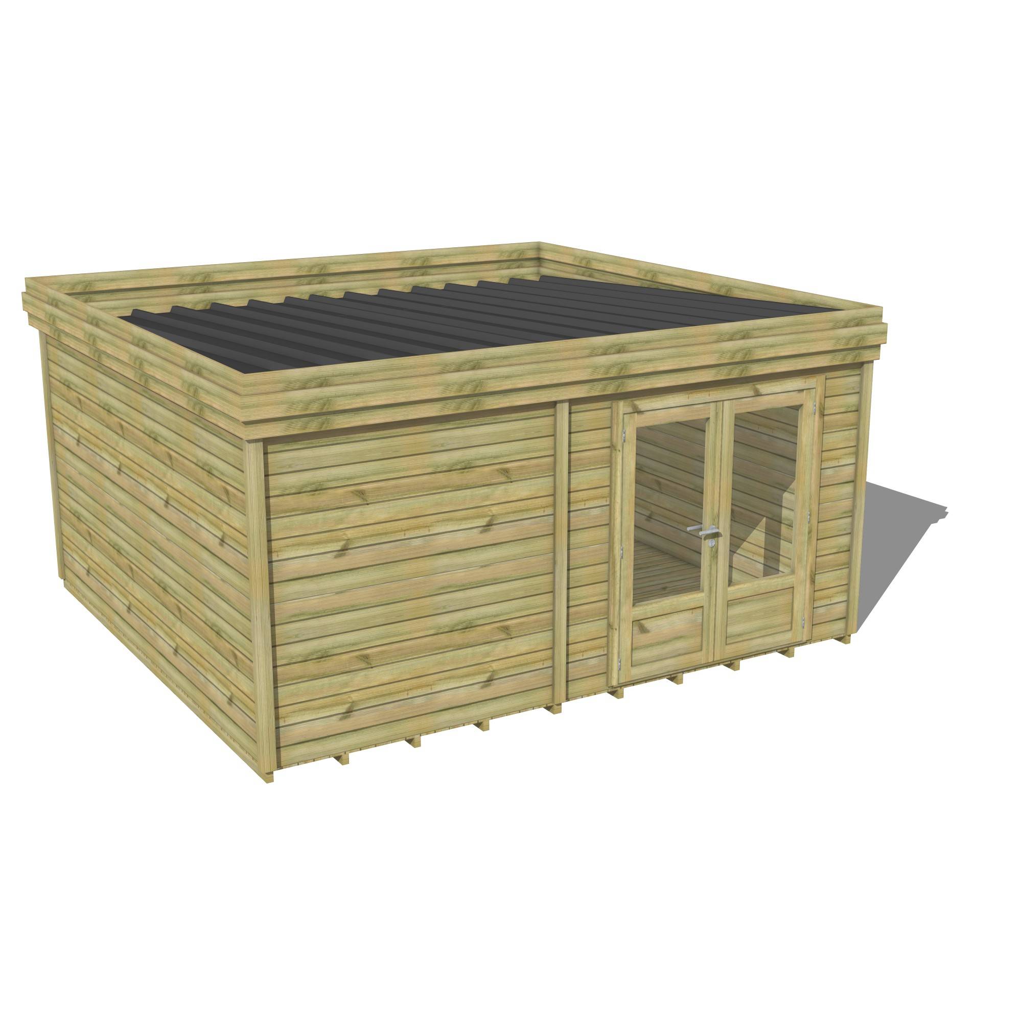 Abri Français - ABRI DE JARDIN bois Pin traité autoclave 27mm - 4,195x4,34m / 18m2 - Bac acier - Plancher bois - Image 1