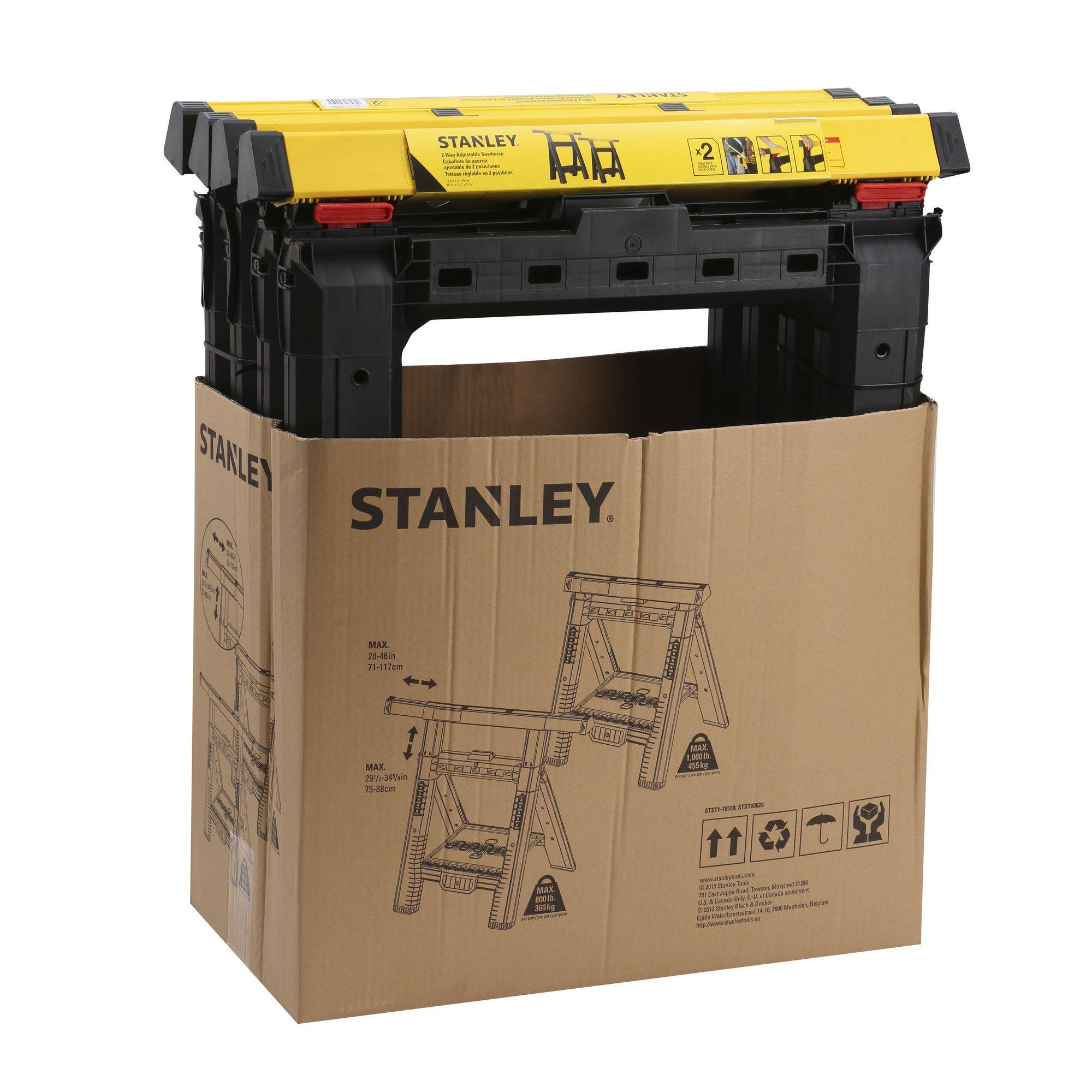 stanley - STANLEY Lot de 2 tréteaux pliables télescopiques charge max. 450 kg - Image 4