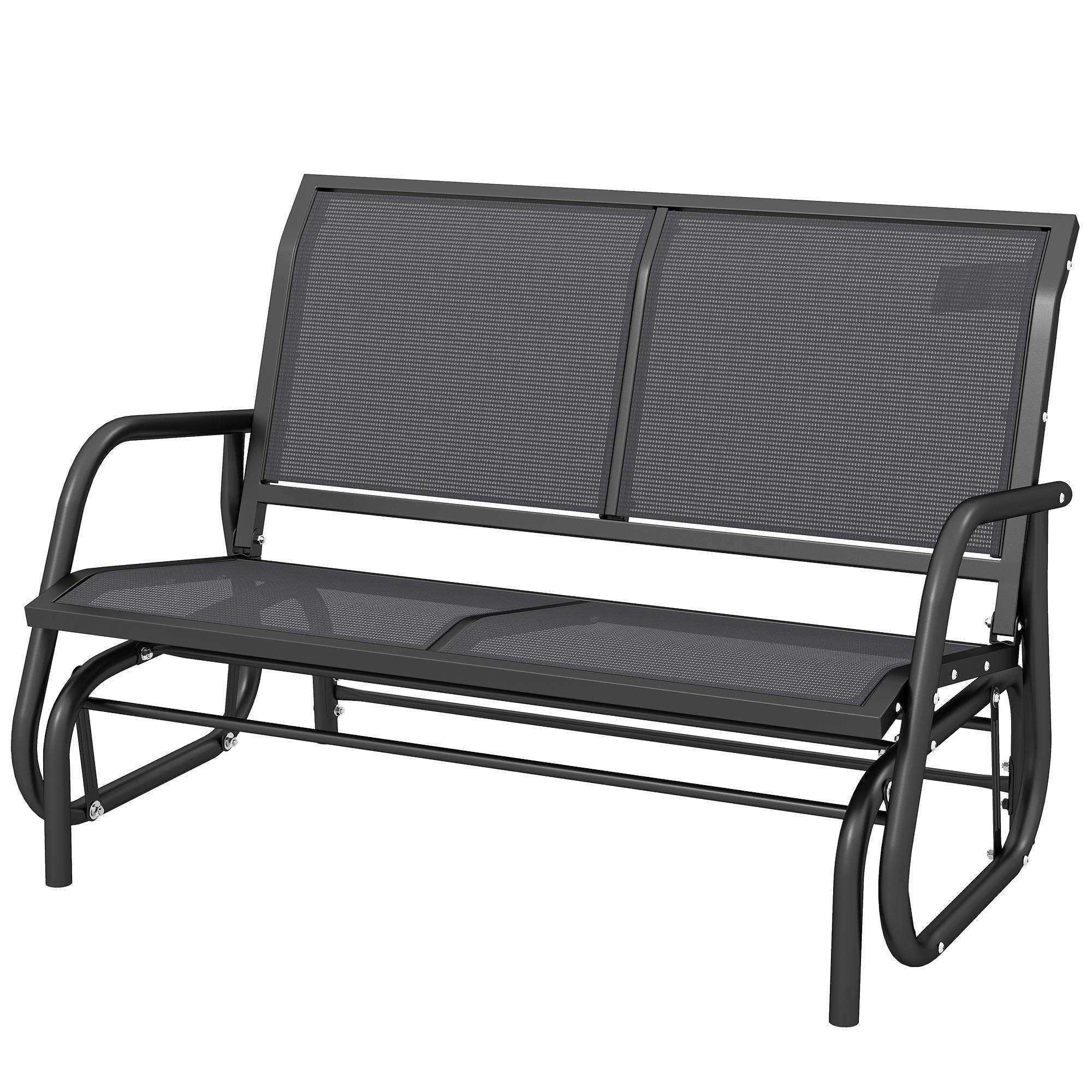 Banc à Bascule de Jardin 2 Places Design Contemporain Grand Confort accoudoirs Assise, Dossier Ergonomique Acier textilène Gris - Image 2