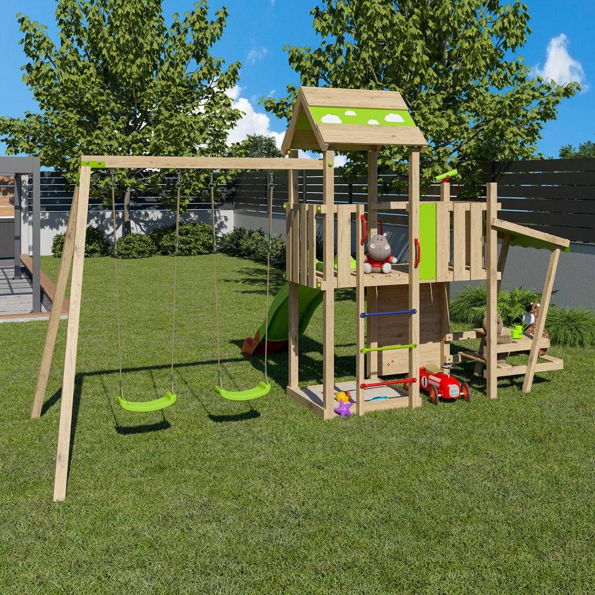 Trigano Jardin - Aire de jeux bois 2,20 m ZESTY XPRESSION - 12 enfants - Image 4