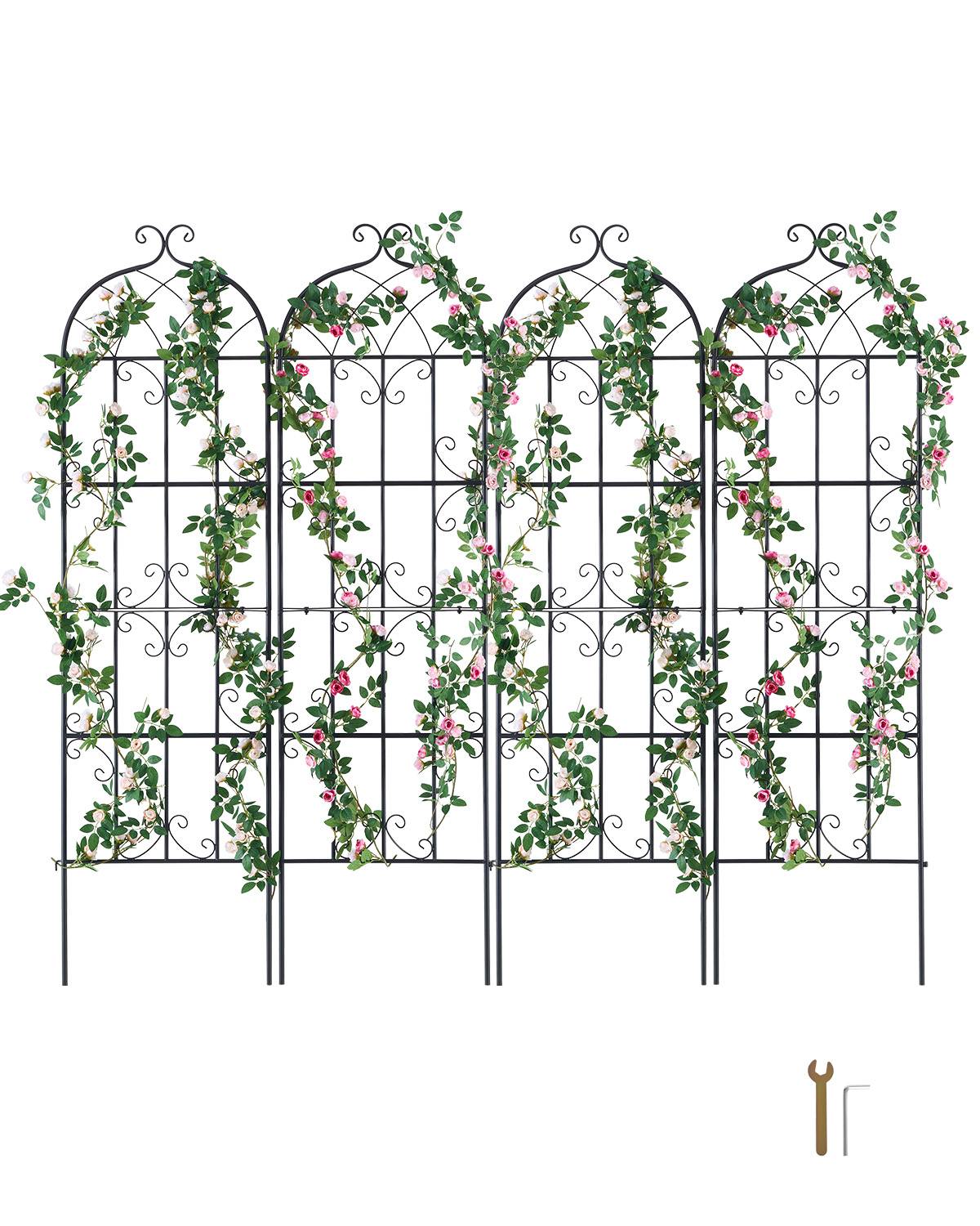 VEVOR Treillis jardin plantes grimpantes, 51x180 cm, métal antirouille. 4 pièces, pour rosiers, concombres.
