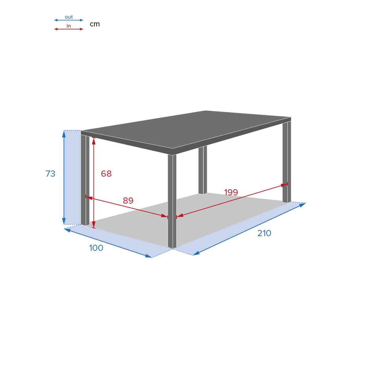 Hesperide - Table de jardin rectangulaire "Piazza" graphite 8 places en aluminium traité époxy Hespéride - Image 7