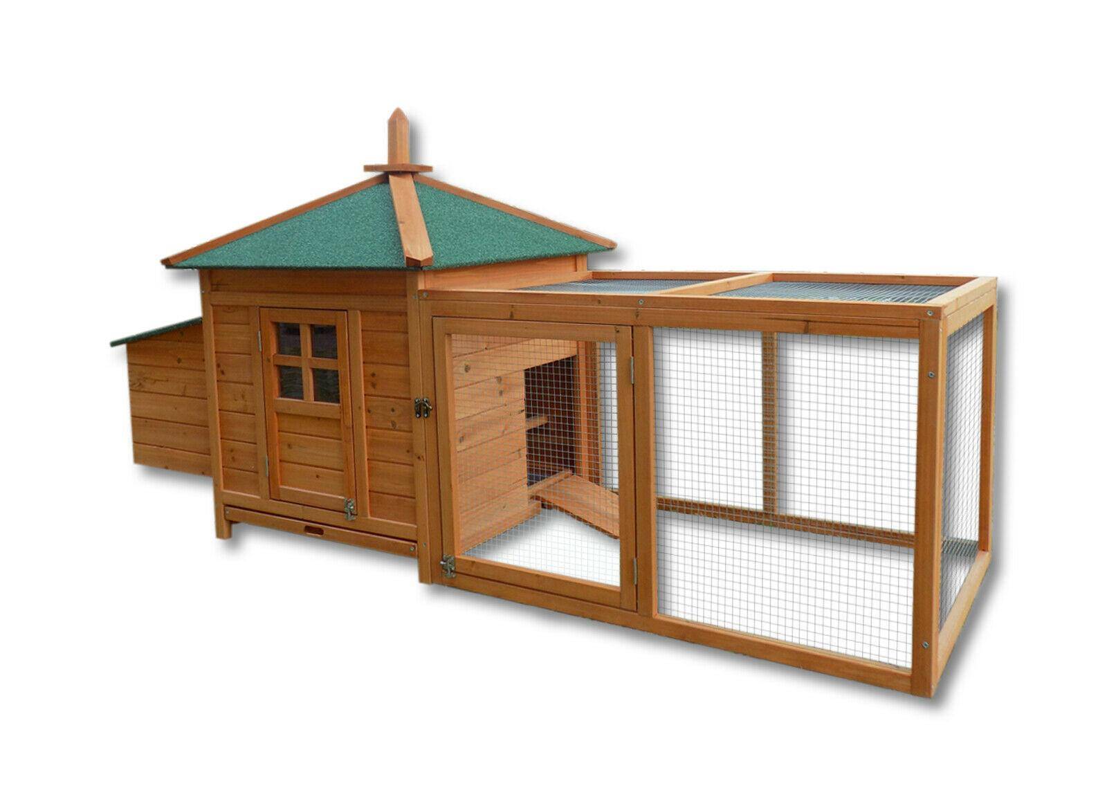 Helloshop26 - Cabane clapier à lapins rongeurs poulailler lapinière ou autres petits animaux 165 cm en bois brun - Image 1