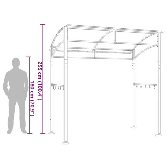 Tonnelle Abri Barbecue Acier avec Crochets à Ustensiles pour Jardin Grill Anthracite 2.15x1.5m – ComfortXL Outdoor Living - Image 7