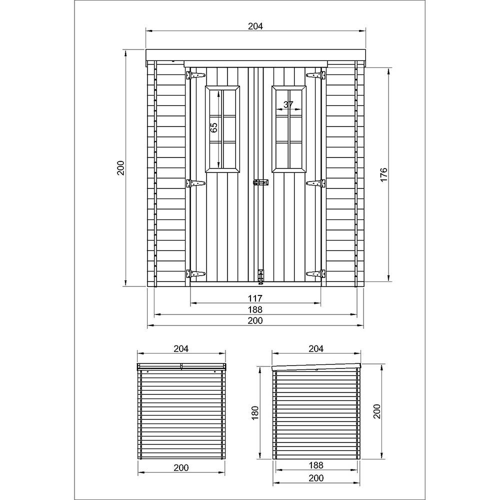 Timbela - Abri de jardin en bois l204xL204xH200 cm/3.53 m² - Stockage extérieur - Petit abri à outils, Local à vélos - 19 mm d’épaisseur - Timbela M309C - Image 6