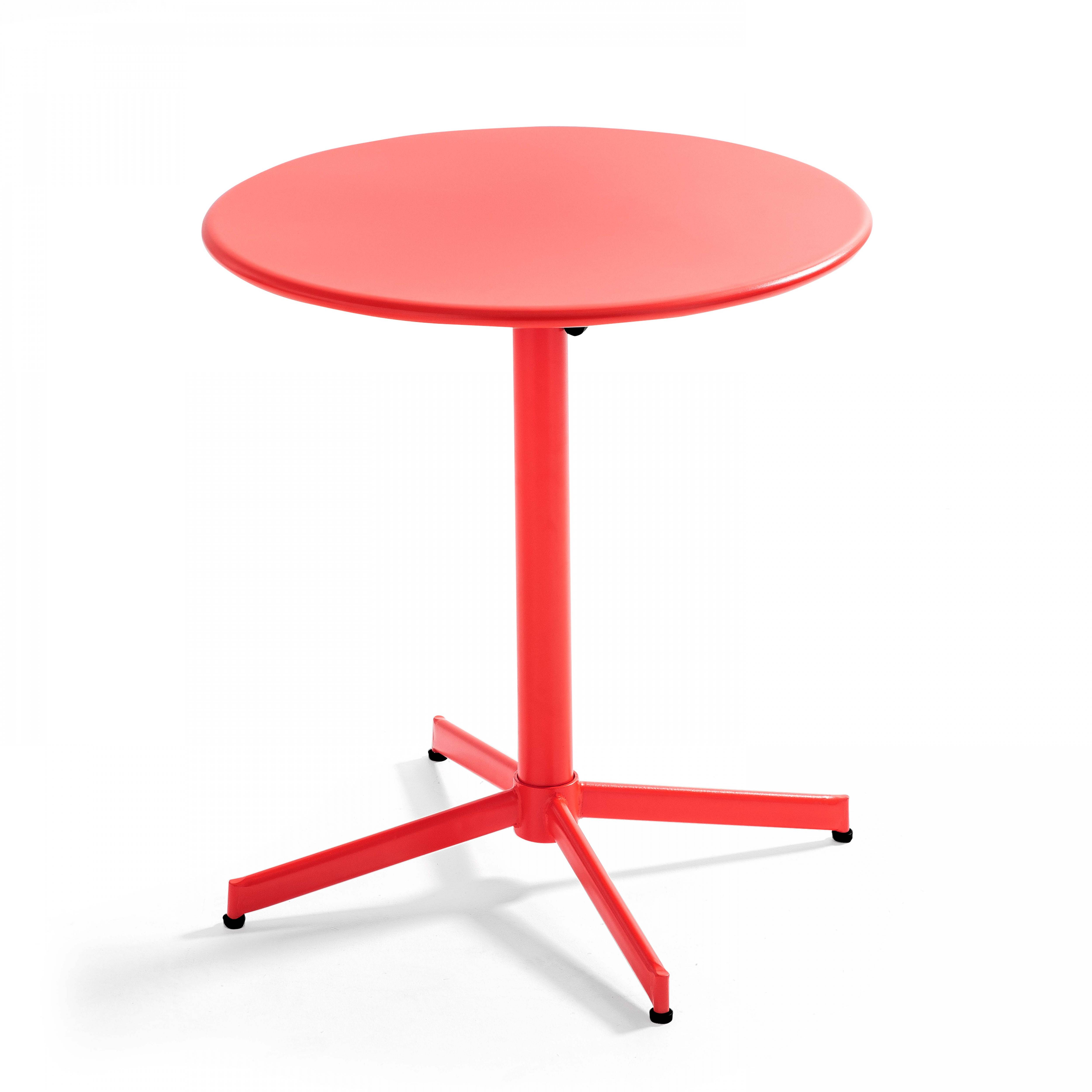 Oviala - Ensemble table ronde et 2 chaises de jardin bistrot métal rouge Palavas - Oviala - Image 2