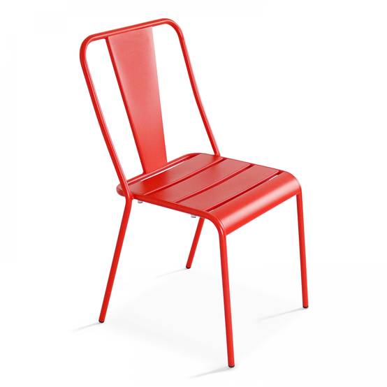 Oviala - Ensemble table ronde et 2 chaises de jardin bistrot métal rouge Palavas - Oviala - Image 5
