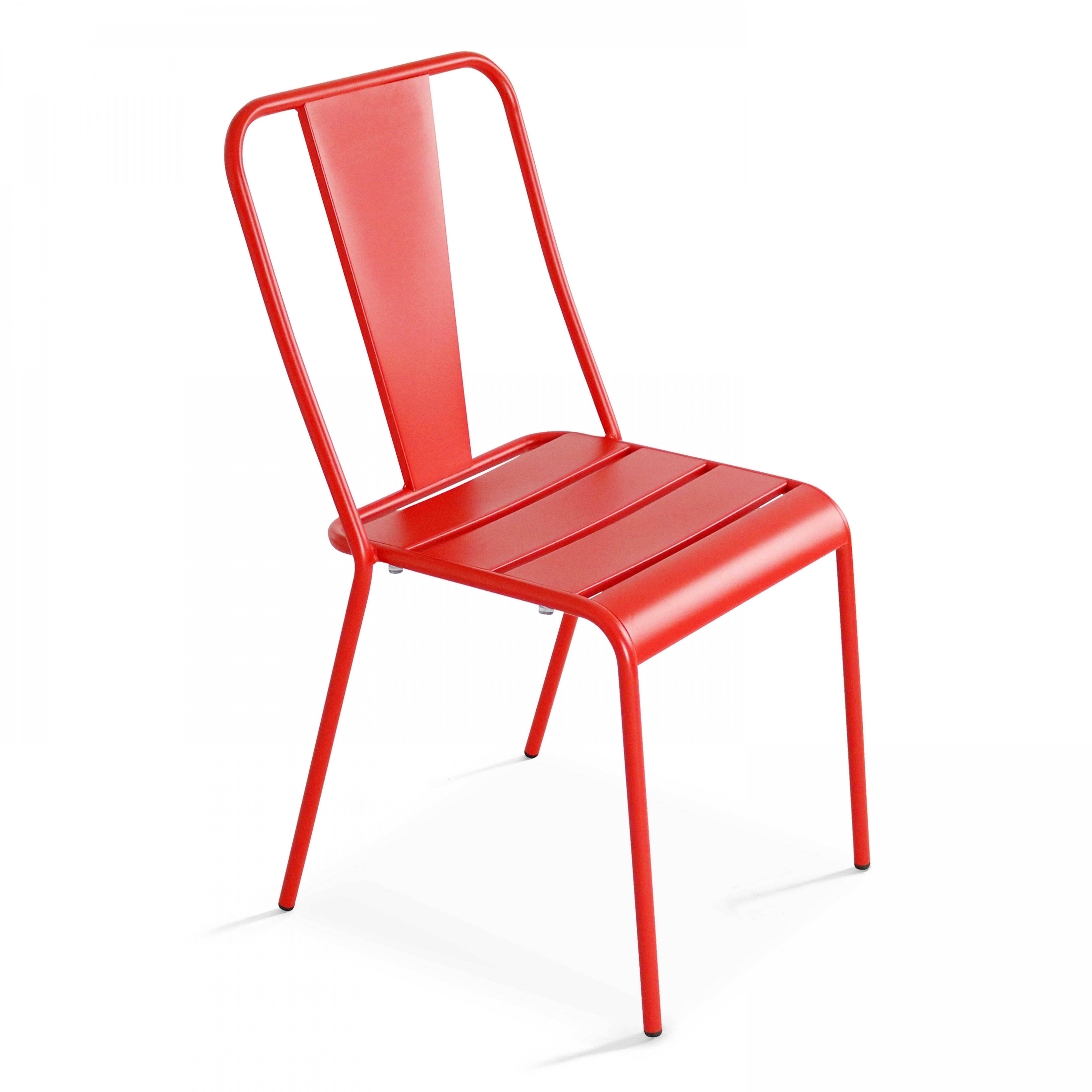 Oviala - Ensemble table ronde et 2 chaises de jardin bistrot métal rouge Palavas - Oviala - Image 5