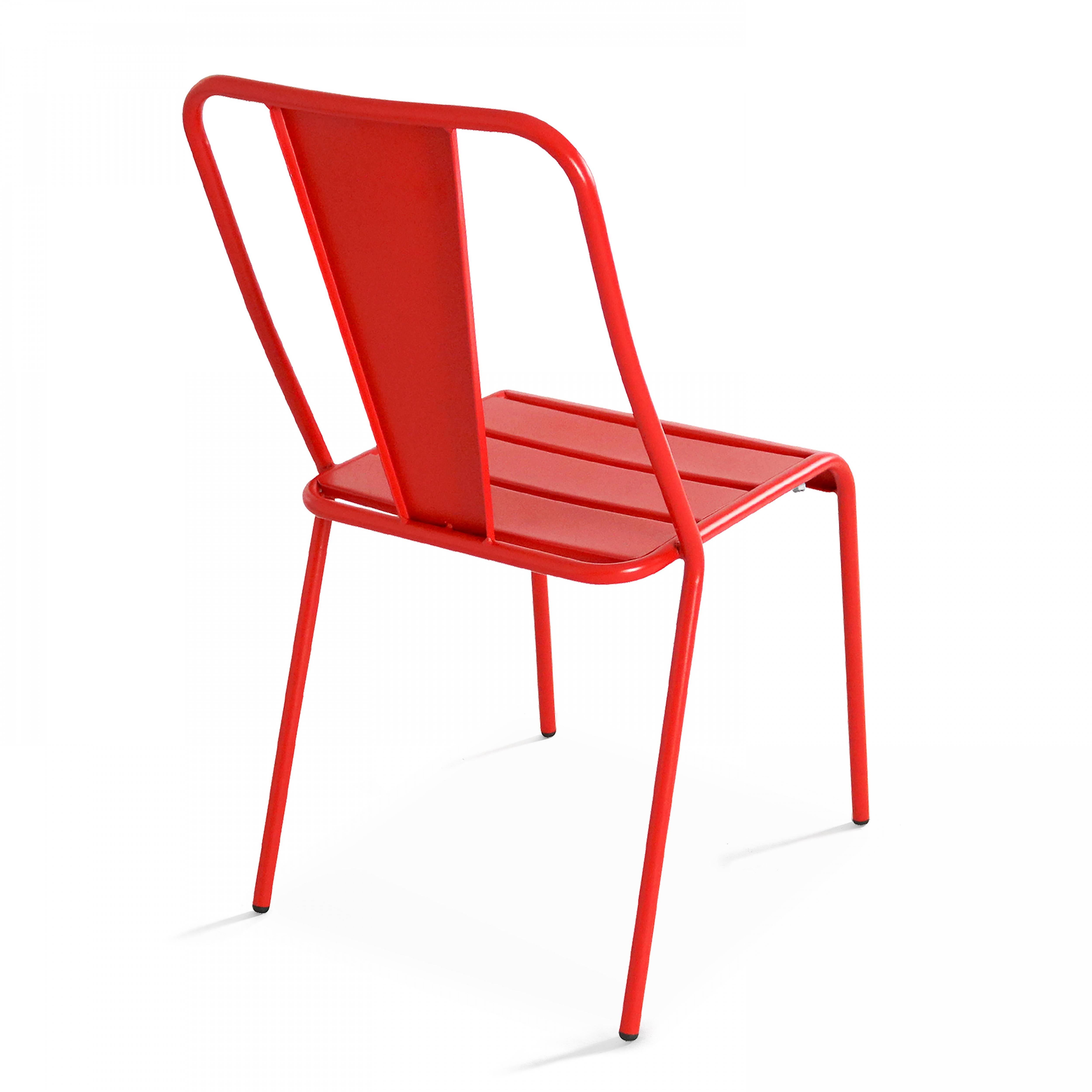 Oviala - Ensemble table ronde et 2 chaises de jardin bistrot métal rouge Palavas - Oviala - Image 6