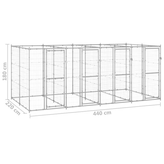 Niche bois acier argent 440 x 220 x 180 cm - Prolenta premium p3440.2 - Image 6