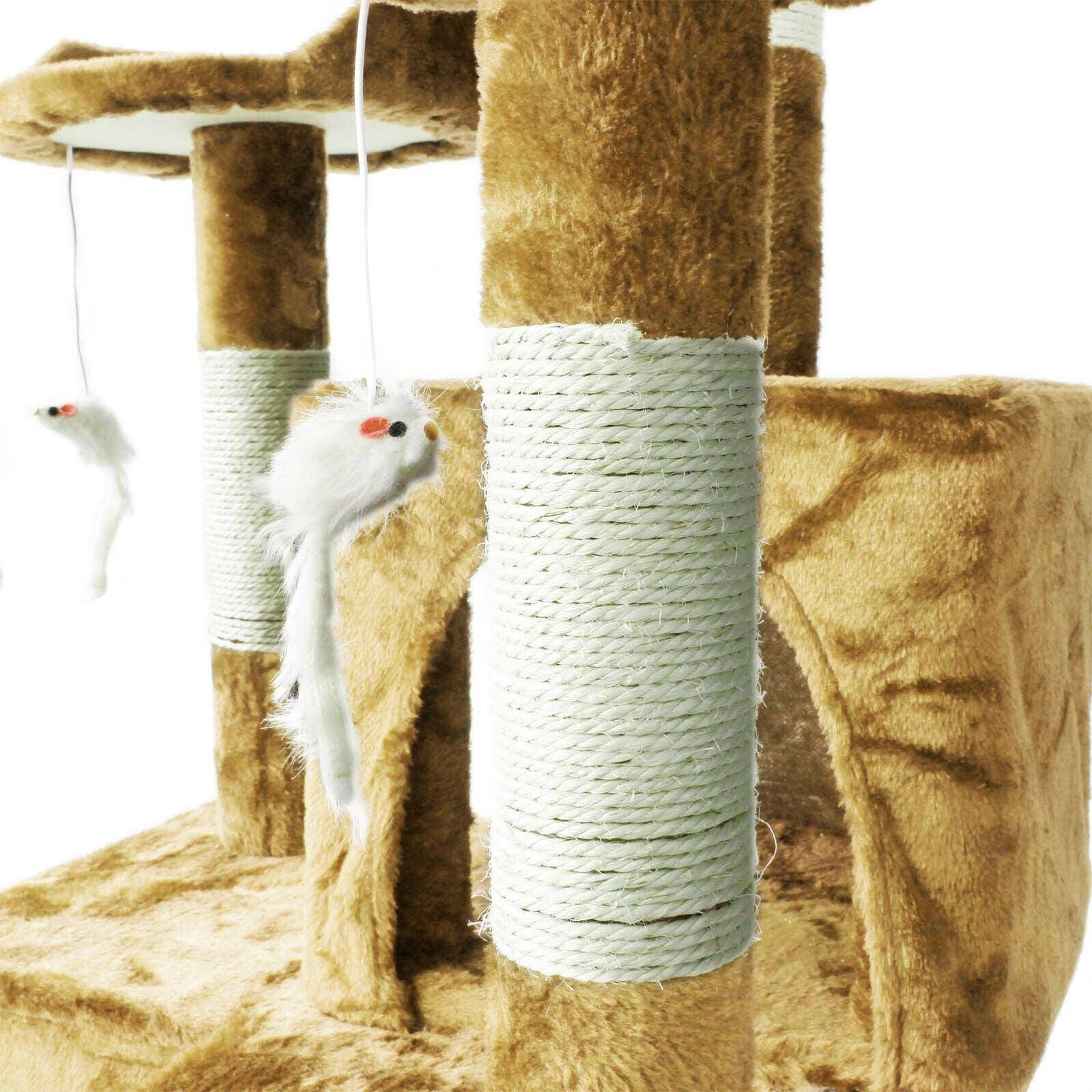Arbre à chat 170 cm corde en sisal griffoir grattoir jeux plateforme beige - Image 4