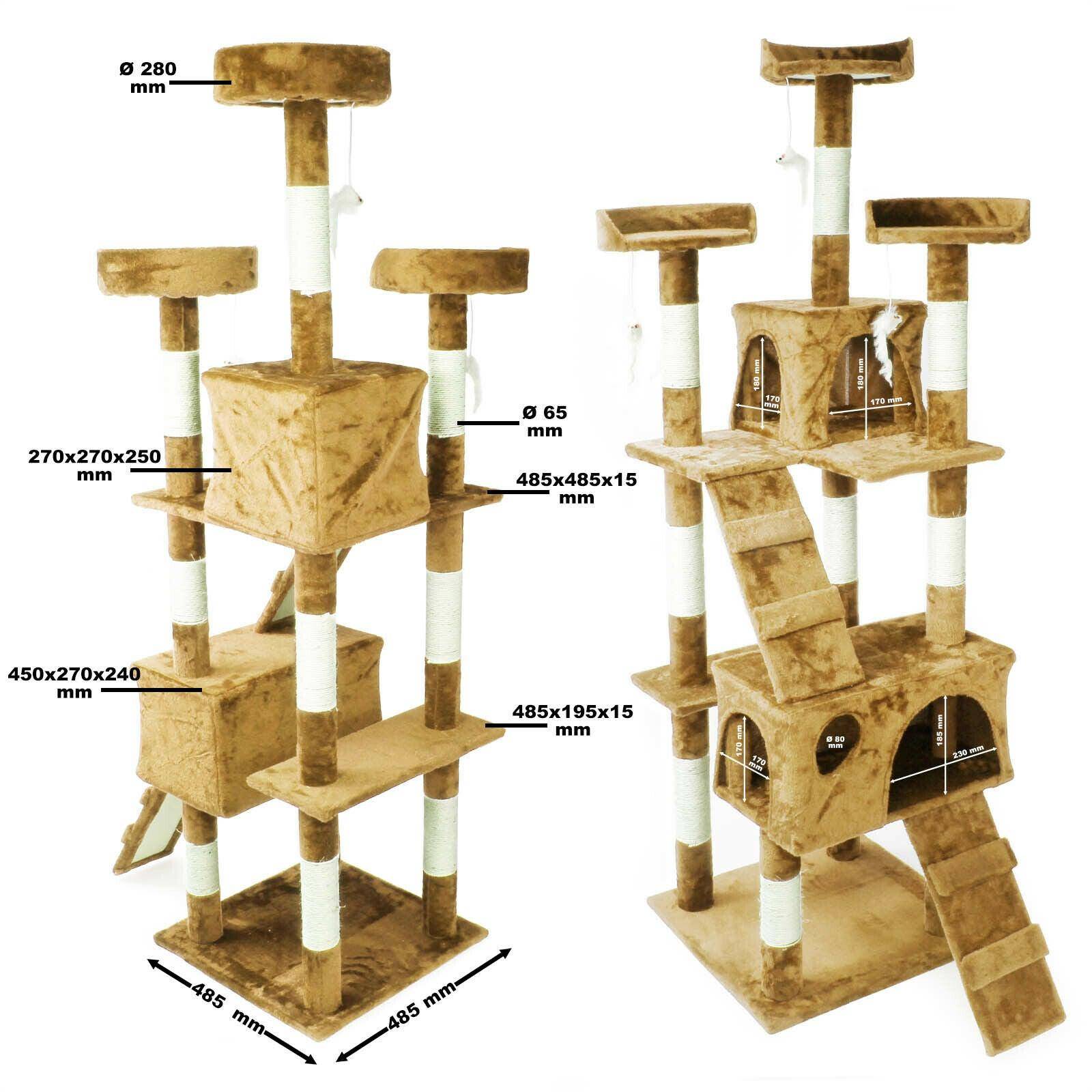 Arbre à chat 170 cm corde en sisal griffoir grattoir jeux plateforme beige - Image 2