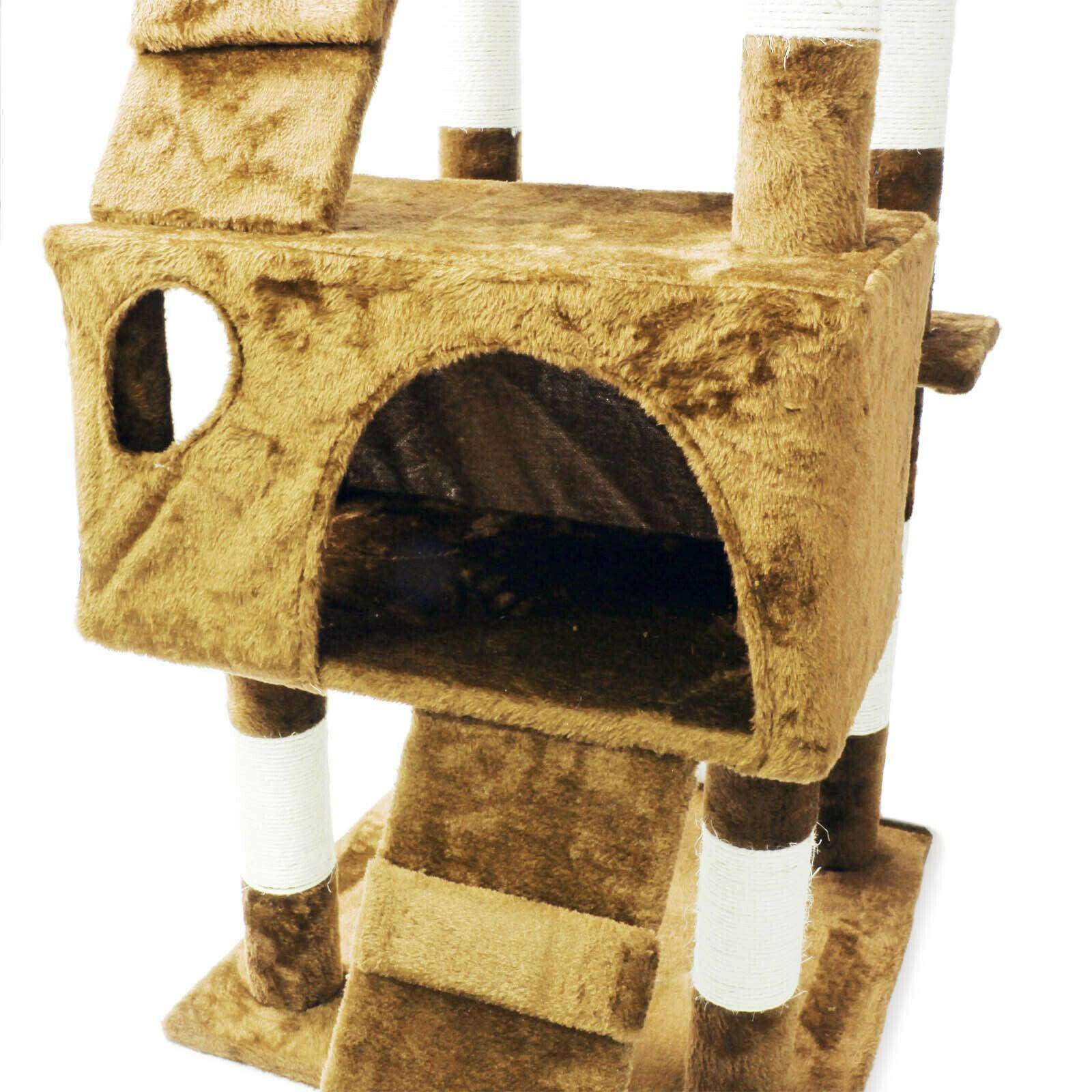 Arbre à chat 170 cm corde en sisal griffoir grattoir jeux plateforme beige - Image 5