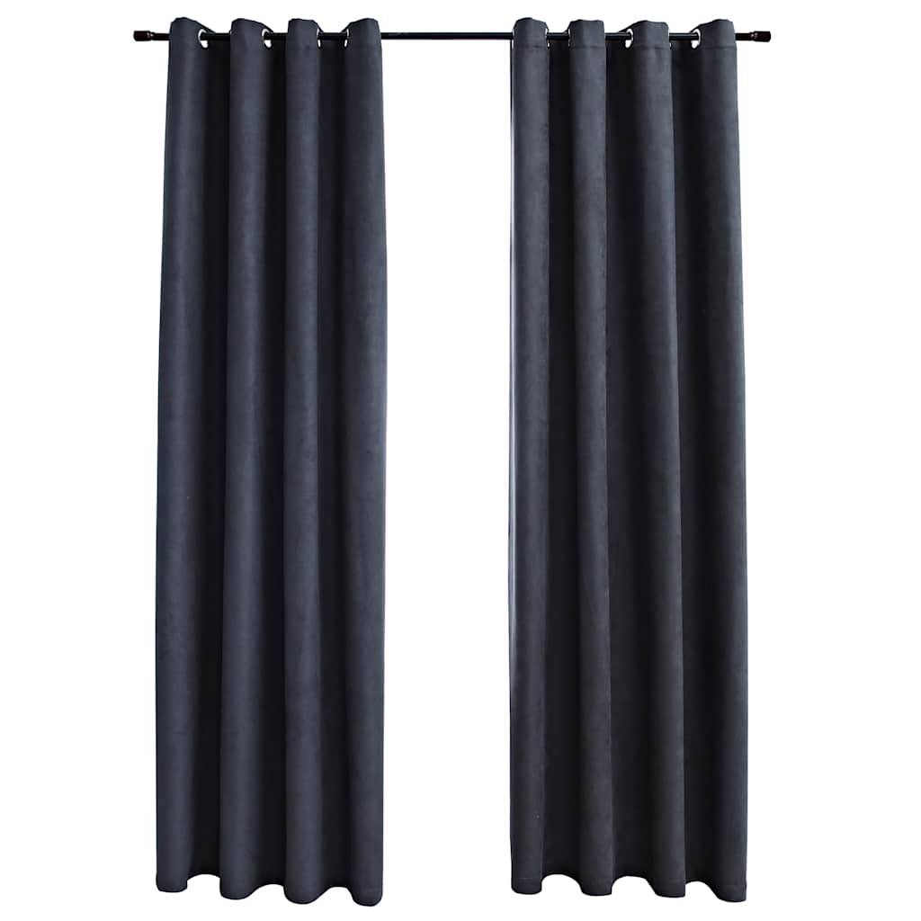 Rideaux occultants - Panneaux de rideau avec anneaux Métal 2pcs Anthracite 140x245cm - Image 1