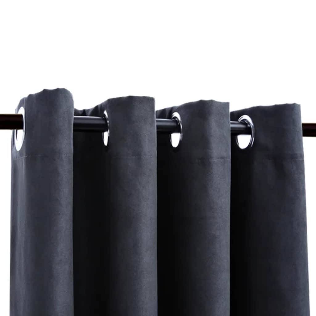 Rideaux occultants - Panneaux de rideau avec anneaux Métal 2pcs Anthracite 140x245cm - Image 3