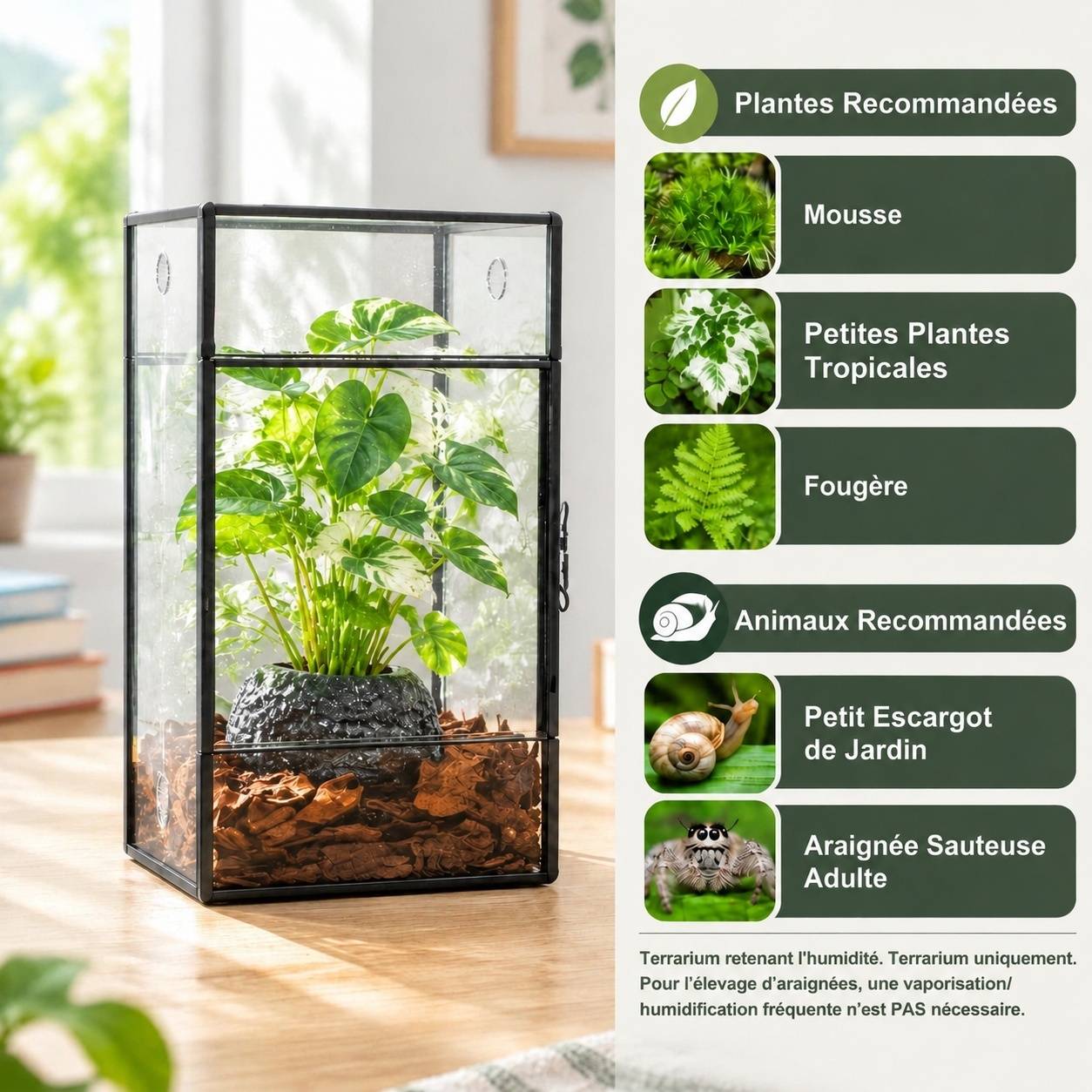 Terrarium Rectangulaire Vertical Porte Latérale et Trois Évents pour Grandes Araignées - Image 2