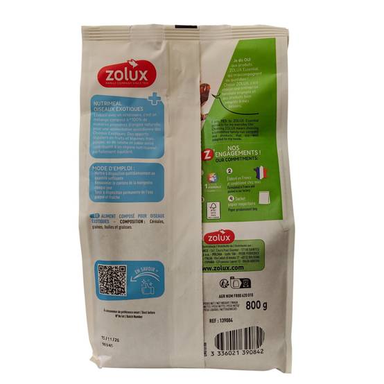 Zolux - Graines Alimentation oiseaux exotique nutrimeal, 800g. - Image 3