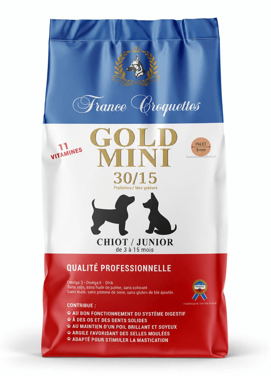 France Croquettes - France Croquettes Croquettes pour chiot Gold MINI Chiot Junior 30/15 - Classique - 12 kg - Image 2