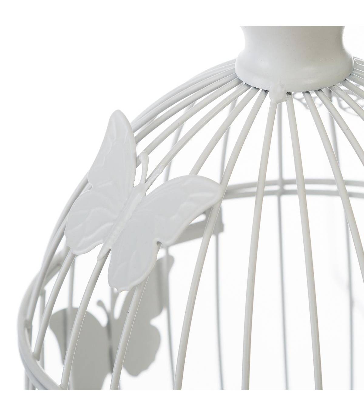 Lot de 2 Cages à Oiseaux déco en métal Blanc - Image 2