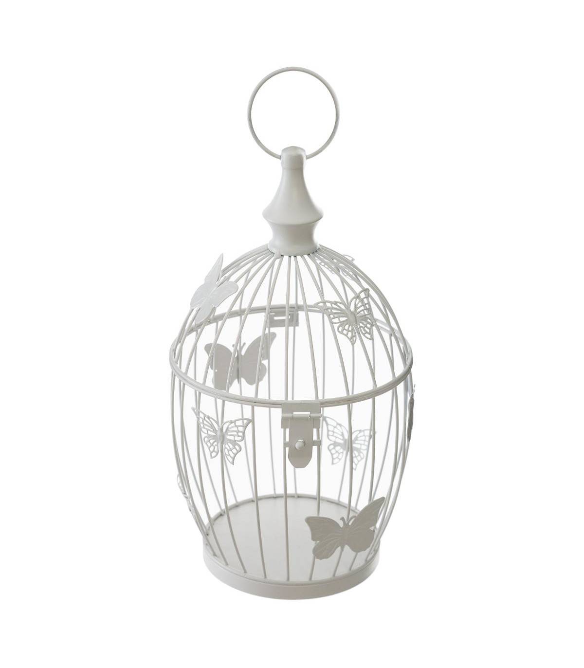 Lot de 2 Cages à Oiseaux déco en métal Blanc - Image 4