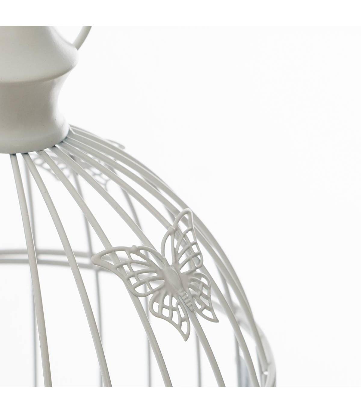 Lot de 2 Cages à Oiseaux déco en métal Blanc - Image 3