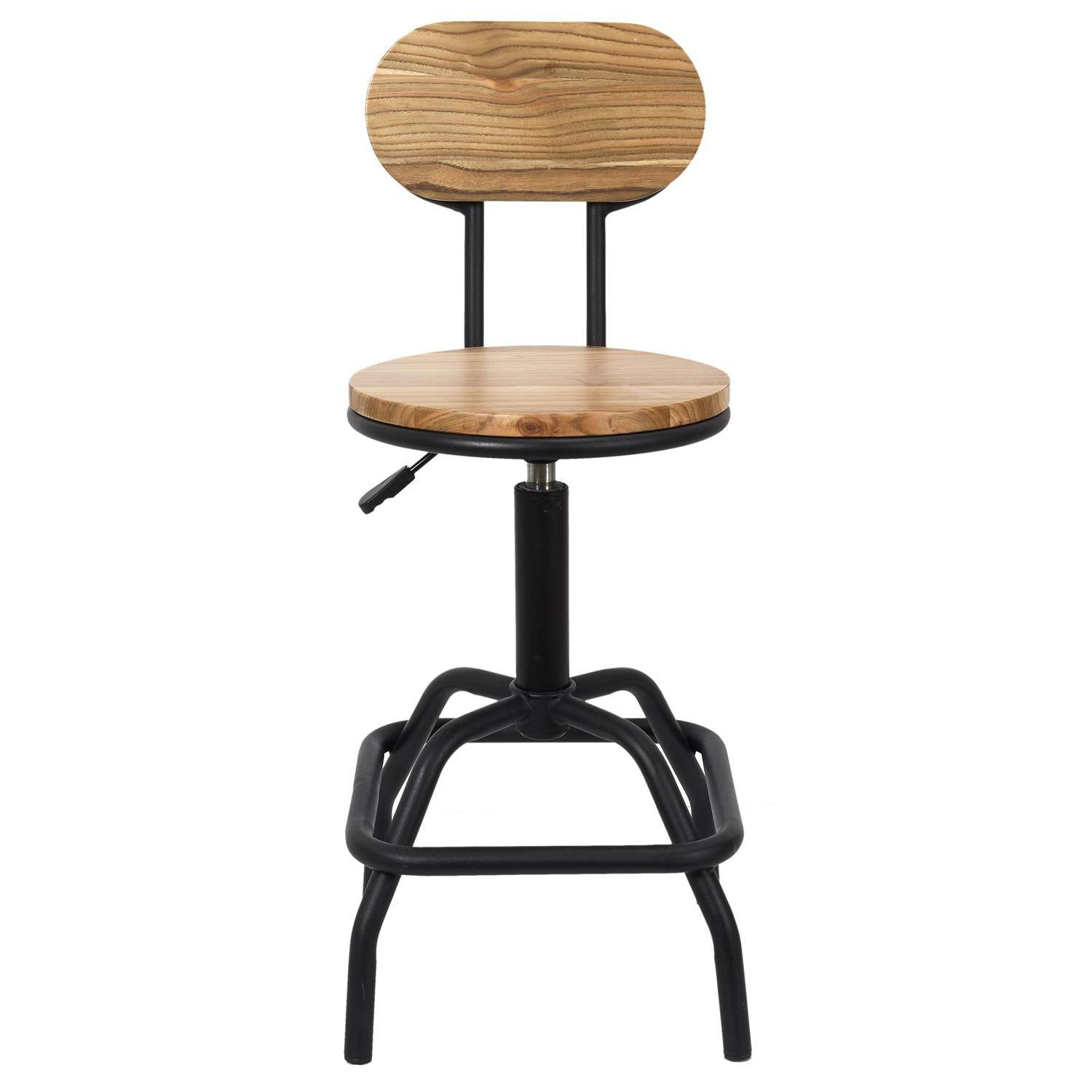 Importdistrib - Tabouret Chaise de bar hauteur régalble en bois et métal IMPORTDISTRIB - Image 1
