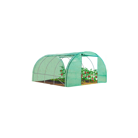 Serre de jardin tunnel 12m² 4 x 3 x 2 m acier galvanisé + bâche anti-UV avec porte et fenêtres ZEBRA verte toutes saisons - Image 2