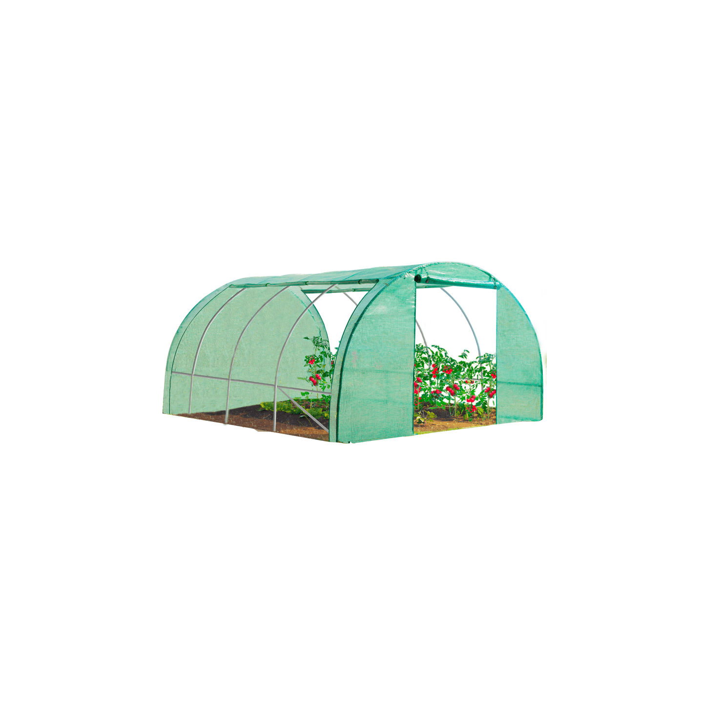 Serre de jardin tunnel 12m² 4 x 3 x 2 m acier galvanisé + bâche anti-UV avec porte et fenêtres ZEBRA verte toutes saisons - Image 2
