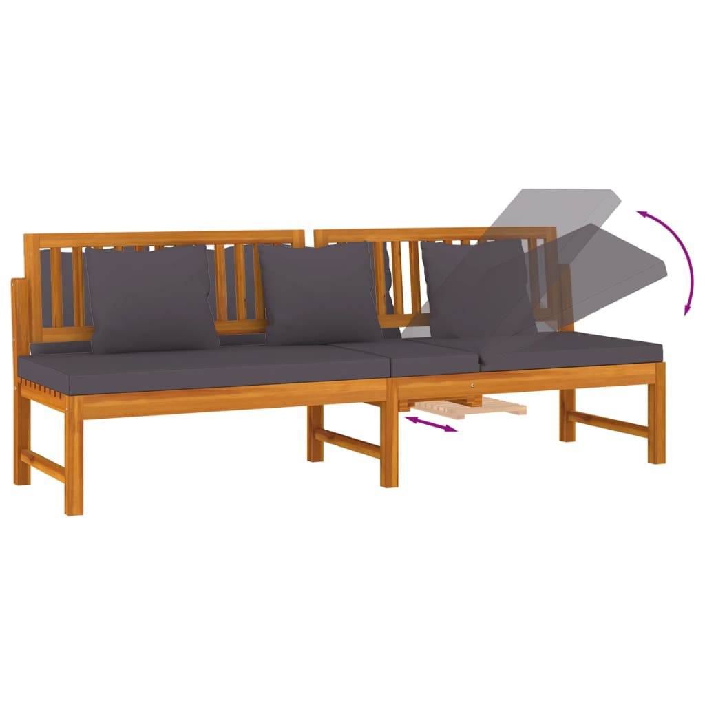 Vidaxl - Lit de jour avec coussin gris 200x60x75 cm Bois d'acacia solide vidaXL 312145 - Image 7