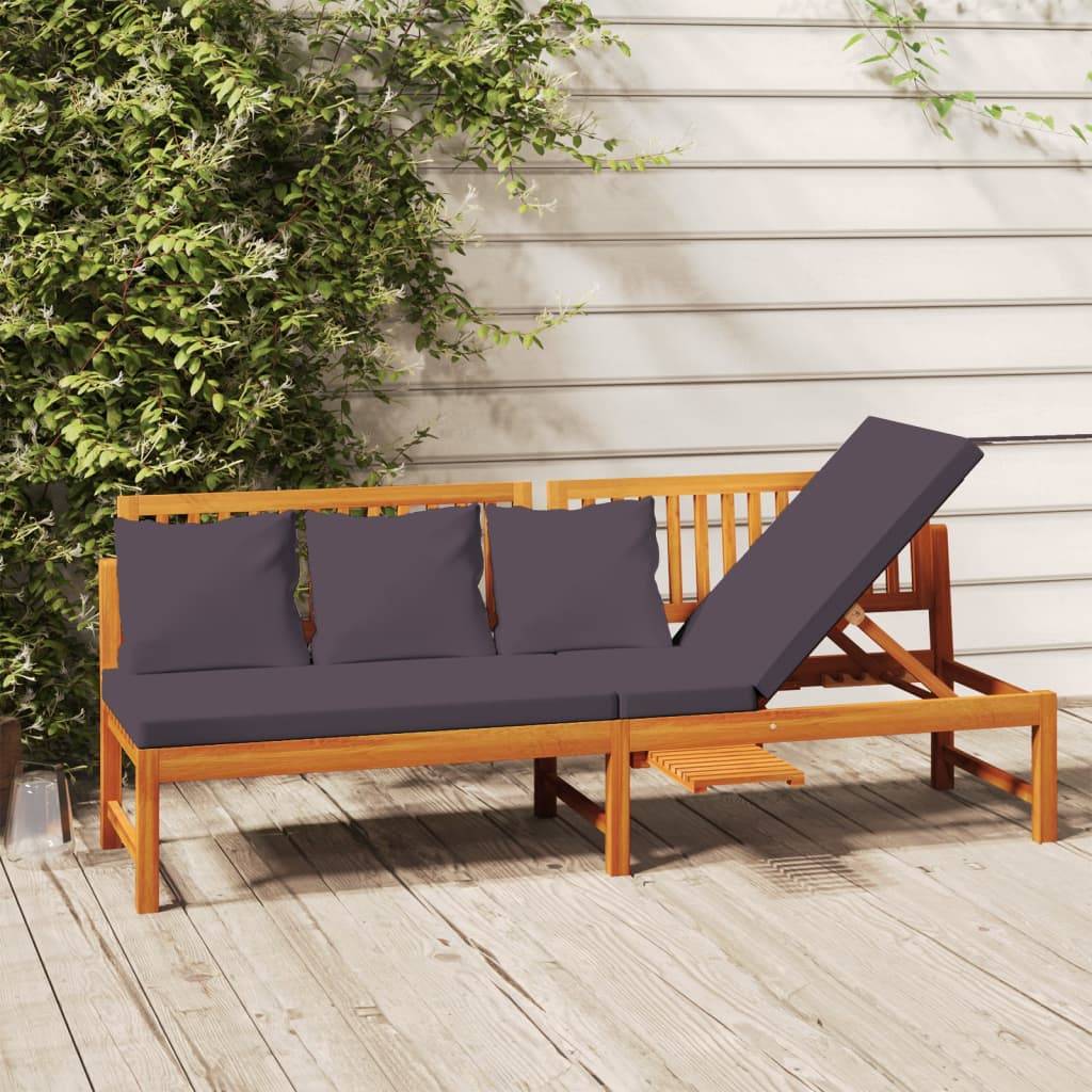 Vidaxl - Lit de jour avec coussin gris 200x60x75 cm Bois d'acacia solide vidaXL 312145 - Image 1