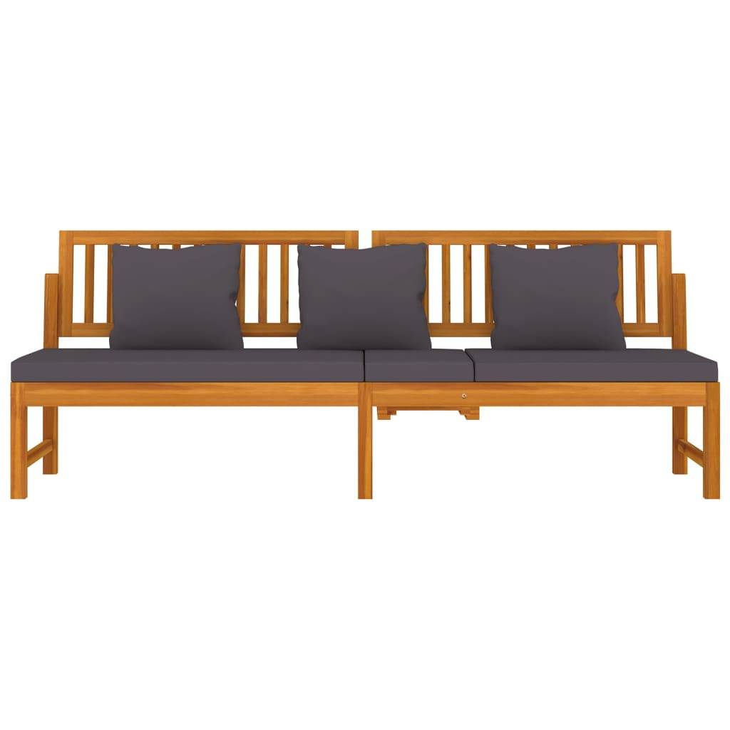 Vidaxl - Lit de jour avec coussin gris 200x60x75 cm Bois d'acacia solide vidaXL 312145 - Image 10