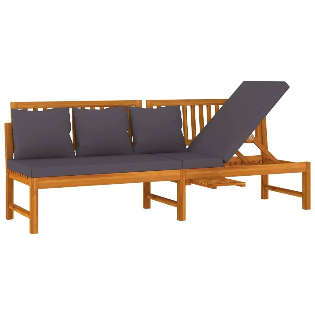 Vidaxl - Lit de jour avec coussin gris 200x60x75 cm Bois d'acacia solide vidaXL 312145 - Image 2