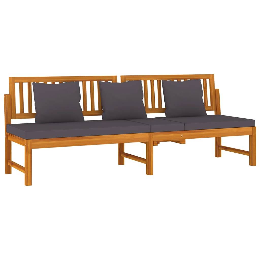 Vidaxl - Lit de jour avec coussin gris 200x60x75 cm Bois d'acacia solide vidaXL 312145 - Image 9