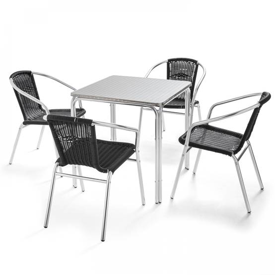 Oviala - Table de jardin carrée en aluminium et 4 chaises Nothing Hill - Oviala - Image 1