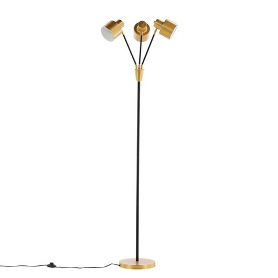 Lampadaire 3 Spots en Métal "Vifta" 178cm Noir & Or - Image 1