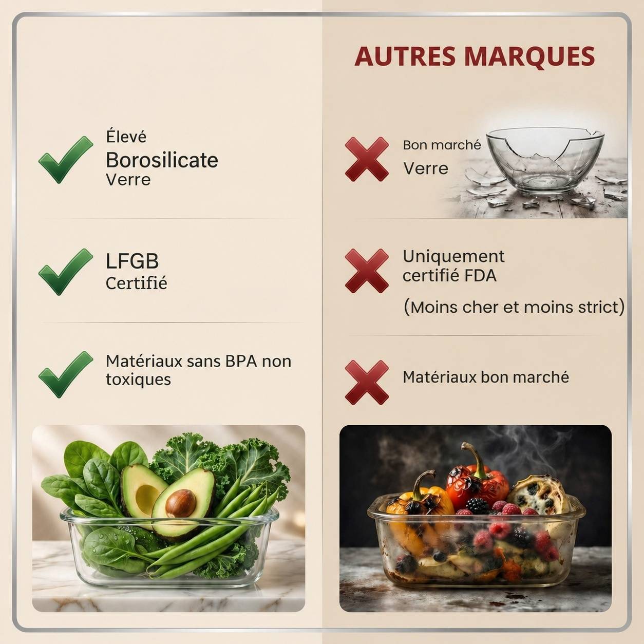 Set de 8 Contenants Alimentaires en Verre Borosilicate avec Couvercles Hermétiques - Image 3