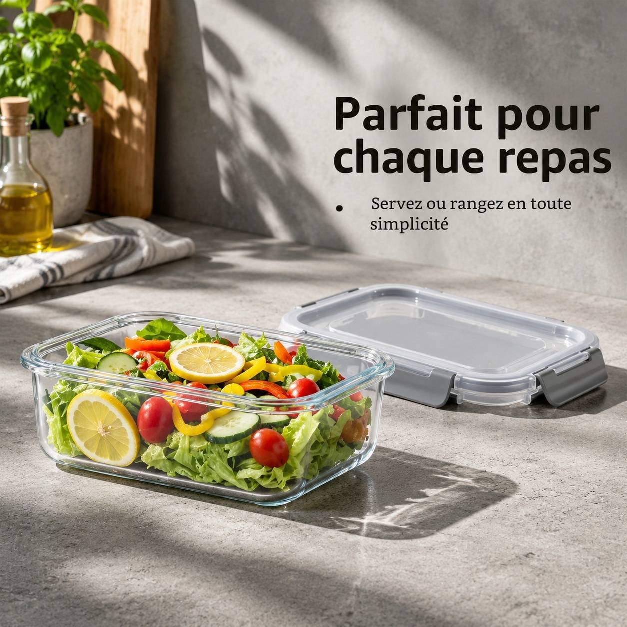 Set de 8 Contenants Alimentaires en Verre Borosilicate avec Couvercles Hermétiques - Image 8