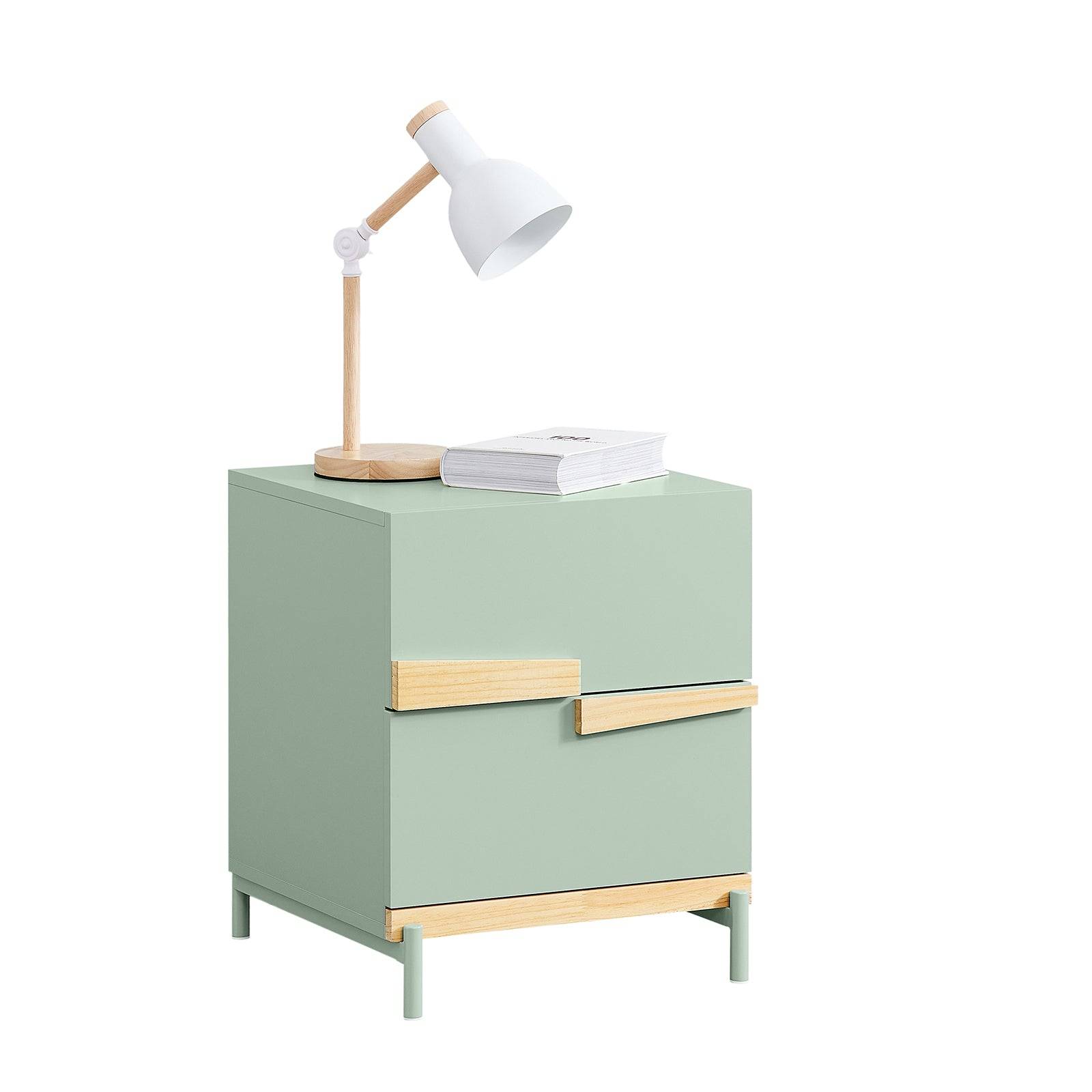 SoBuy Table de chevet verte avec 2 tiroirs, salon ou chambre, dimensions L40 x P44 x H49cm, modèle FBT164-GR - Image 1
