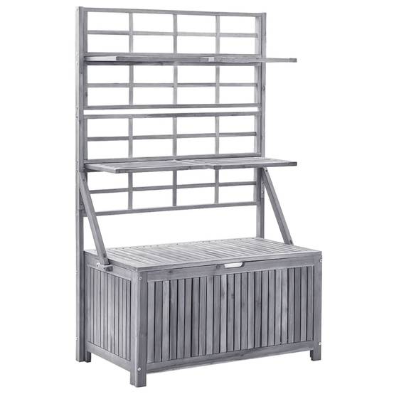 Boîte de rangement avec treillis bois d'acacia gris 99 x 55 x 160 cm - PANGIVO - Image 2