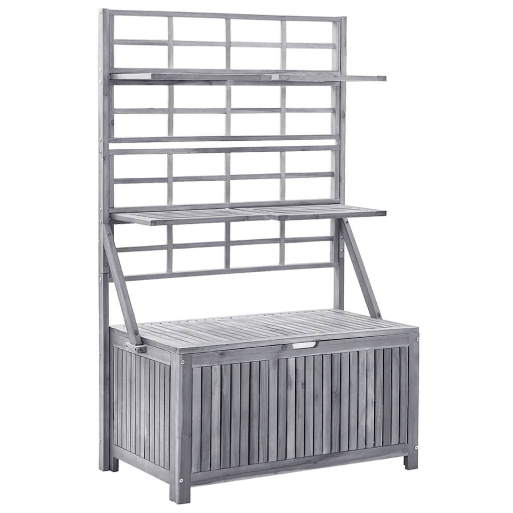 Boîte de rangement avec treillis bois d'acacia gris 99 x 55 x 160 cm - PANGIVO - Image 2