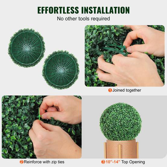 Vevor - VEVOR Buis topiaire artificiel 406 mm, boule, 2 plantes PE. 10 feuilles, papillons, décoration jardin. - Image 5