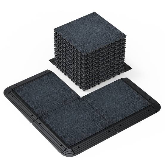 Dalles moquette extérieures clipsables polypropylène terrasse antidérapant 30x30 gris - ComfortXL Outdoor Living - Image 2