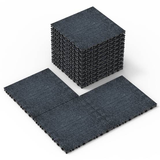 Dalles moquette extérieures clipsables polypropylène terrasse antidérapant 30x30 gris - ComfortXL Outdoor Living - Image 1