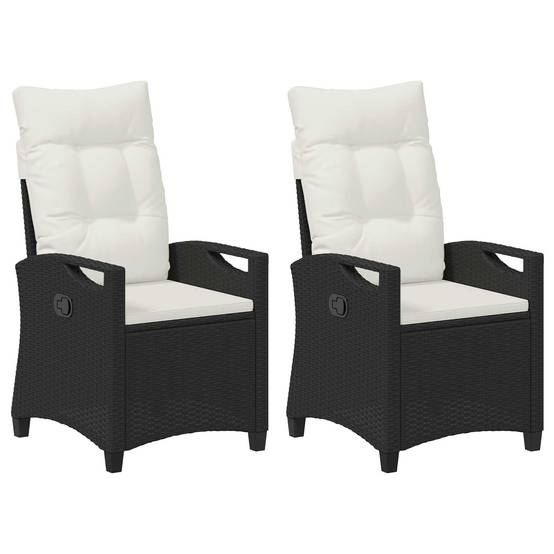 Chaise de jardin acier et polyester noir et crème 56 x 60 x 112 cm - PANGIVO - Image 2