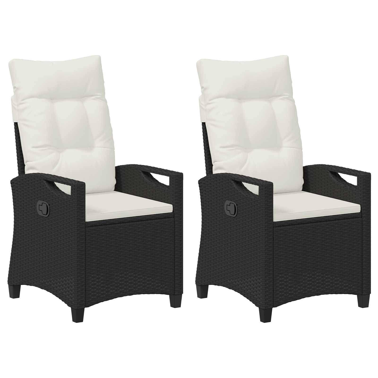 Chaise de jardin acier et polyester noir et crème 56 x 60 x 112 cm - PANGIVO - Image 2